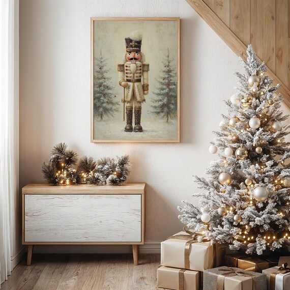 Vintage Nutcracker Soldier Christmas Art Print