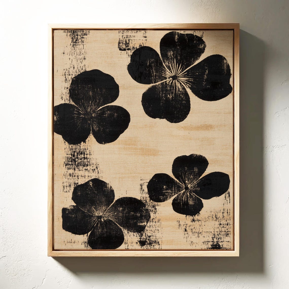 Minimalist Black Floral Japanese Ink Brush Art Print - Image 3