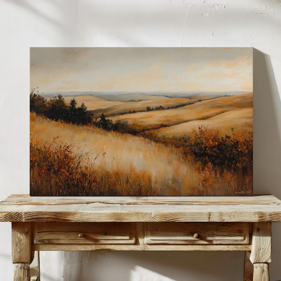 Golden Autumn Rolling Hills Fall Countryside Landscape Wall Art - Image 3