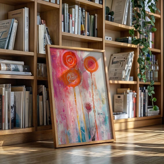 Abstract Floral Painting Colorful Modern Flower Wall Art