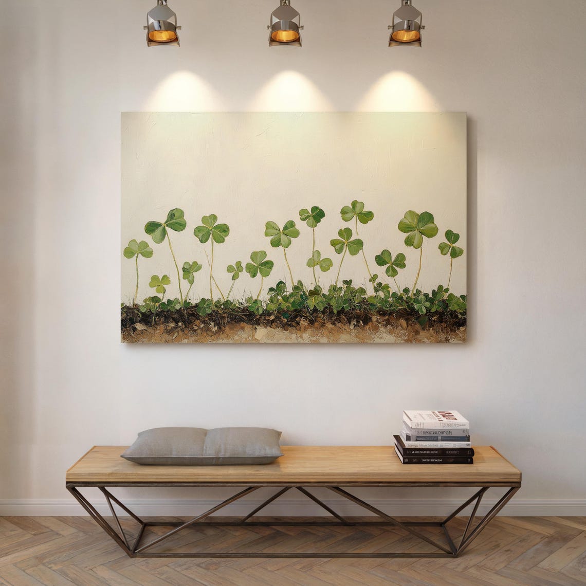 Fresh Green Clover Sprouts Minimalist Botanical Floral Scene Poster - Image 7