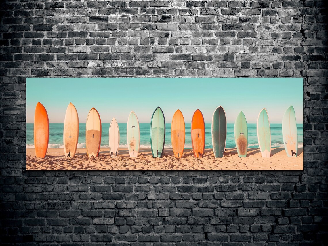 Pastel Surfboard Lineup Retro Style Art Print - Image 3
