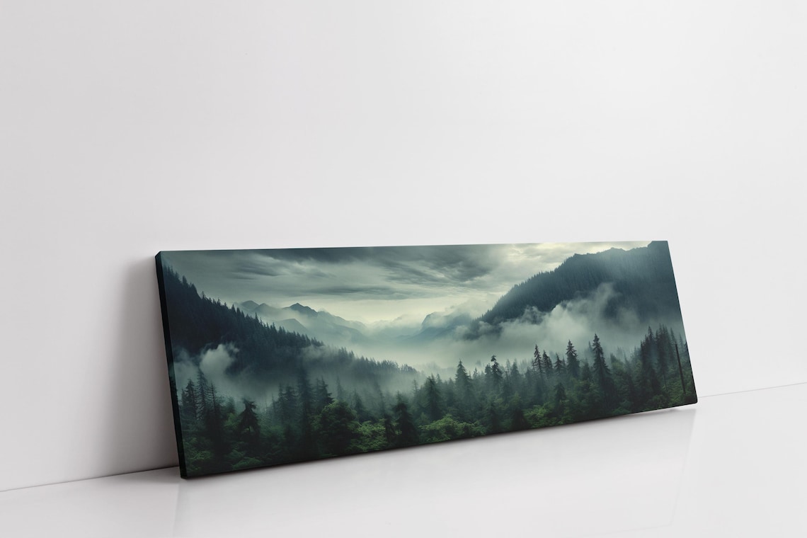 Morning Fog Over A Mountain Forest Poster Print - Image 7