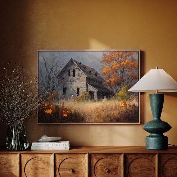 Haunted House With Pumpkins, Spooky Autumn Night