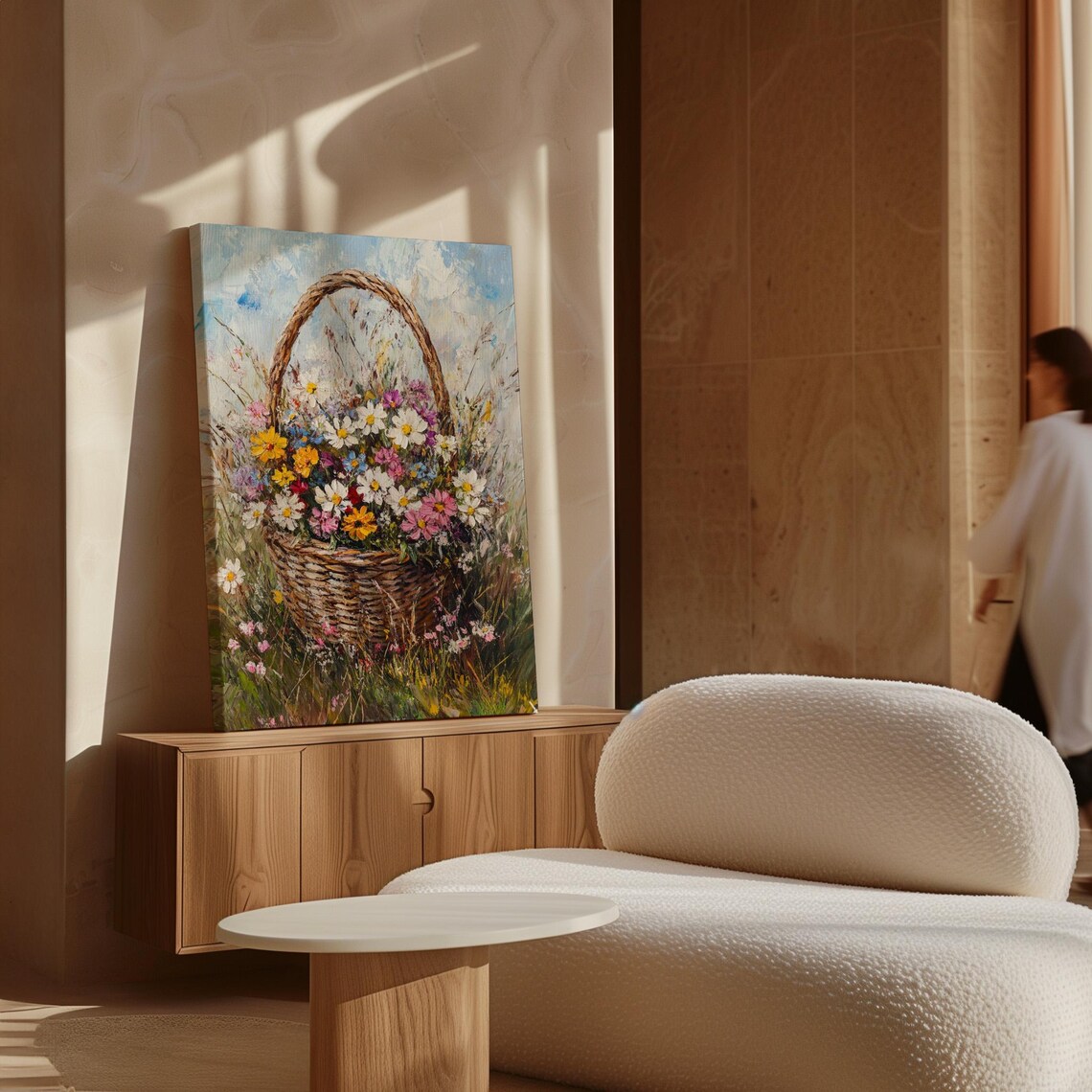 Wildflower Bouquet In Woven Basket Meadow Blooms Floral Still Life Poster - Image 7