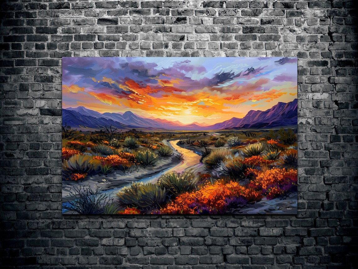 Southwestern Desert Rio Grande Ready To Hang Wall Art Print Retro Wall Art Colorful Wall Art - Image 2