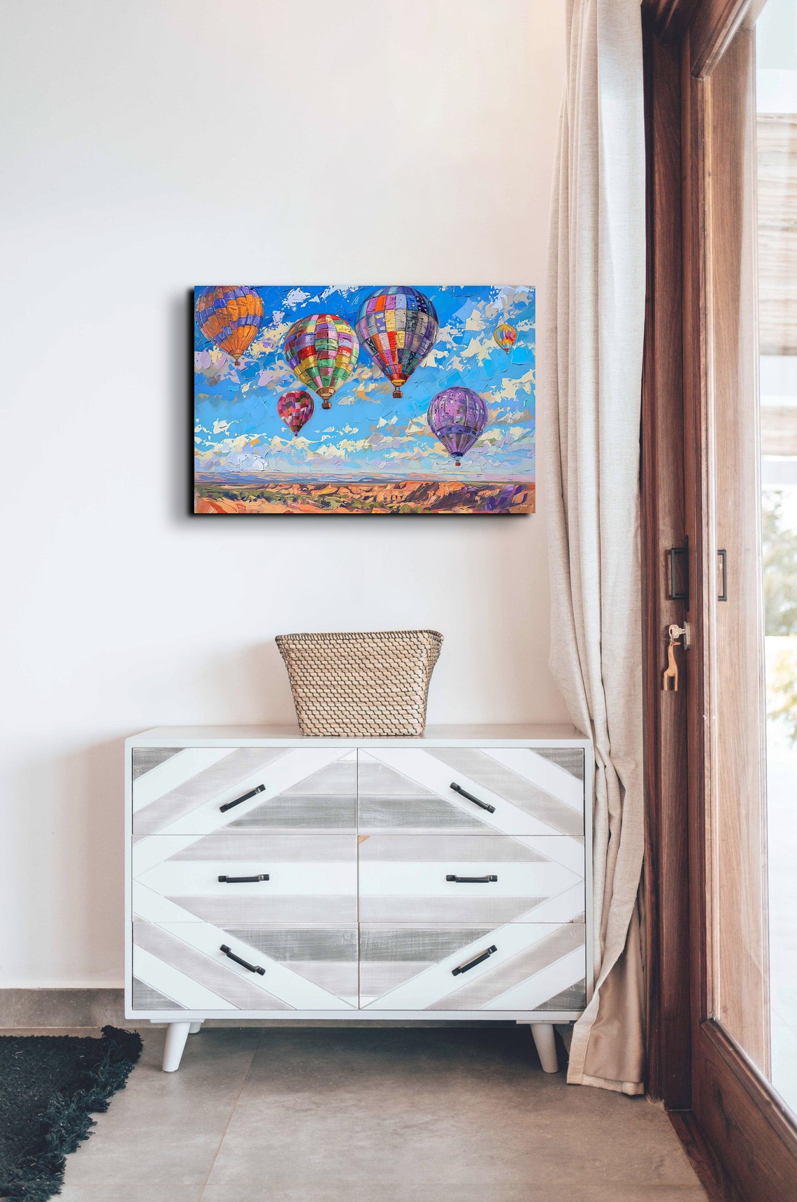 Hot Air Balloons Over Desert Canyon Impressionist Sky Poster - Image 4