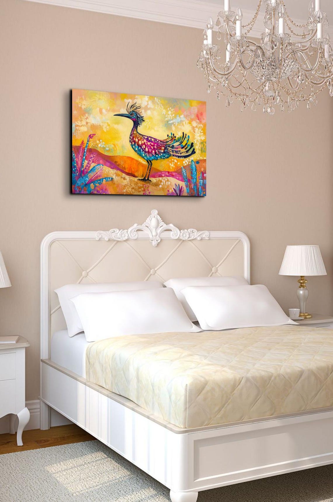 Colorful Roadrunner Desert Day Glow Whimsical Bird Art Poster - Image 7