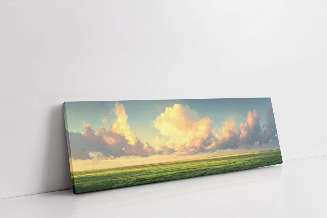 Expansive Cloudscape Green Fields Pastel Sunset Sky Serene Poster - Image 7