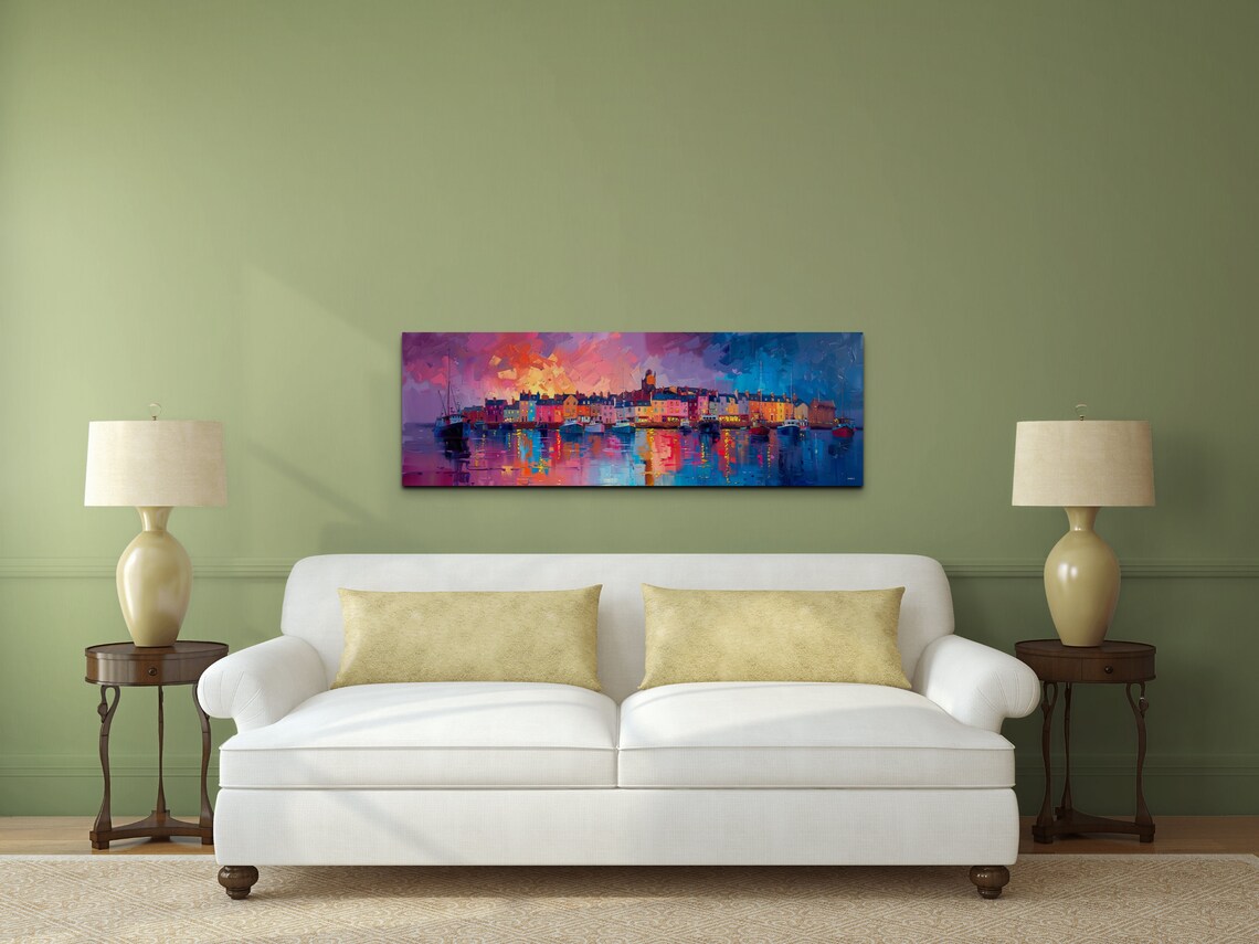 Coastal Fishing Village Glowing At Sunset Over Sparkling Harbor Poster - Image 5