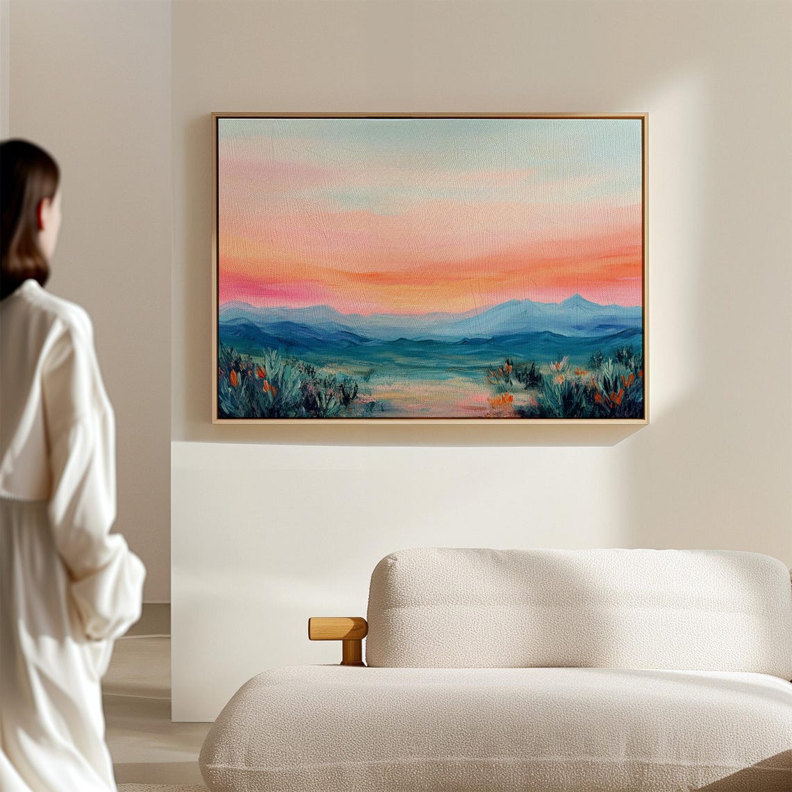 Desert Sunset Wildflower Horizon Oil Painting Landscape Poster - Image 7