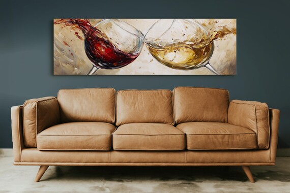 Red And White Wine Glasses Cheers Celebration Abstract Art Poster
