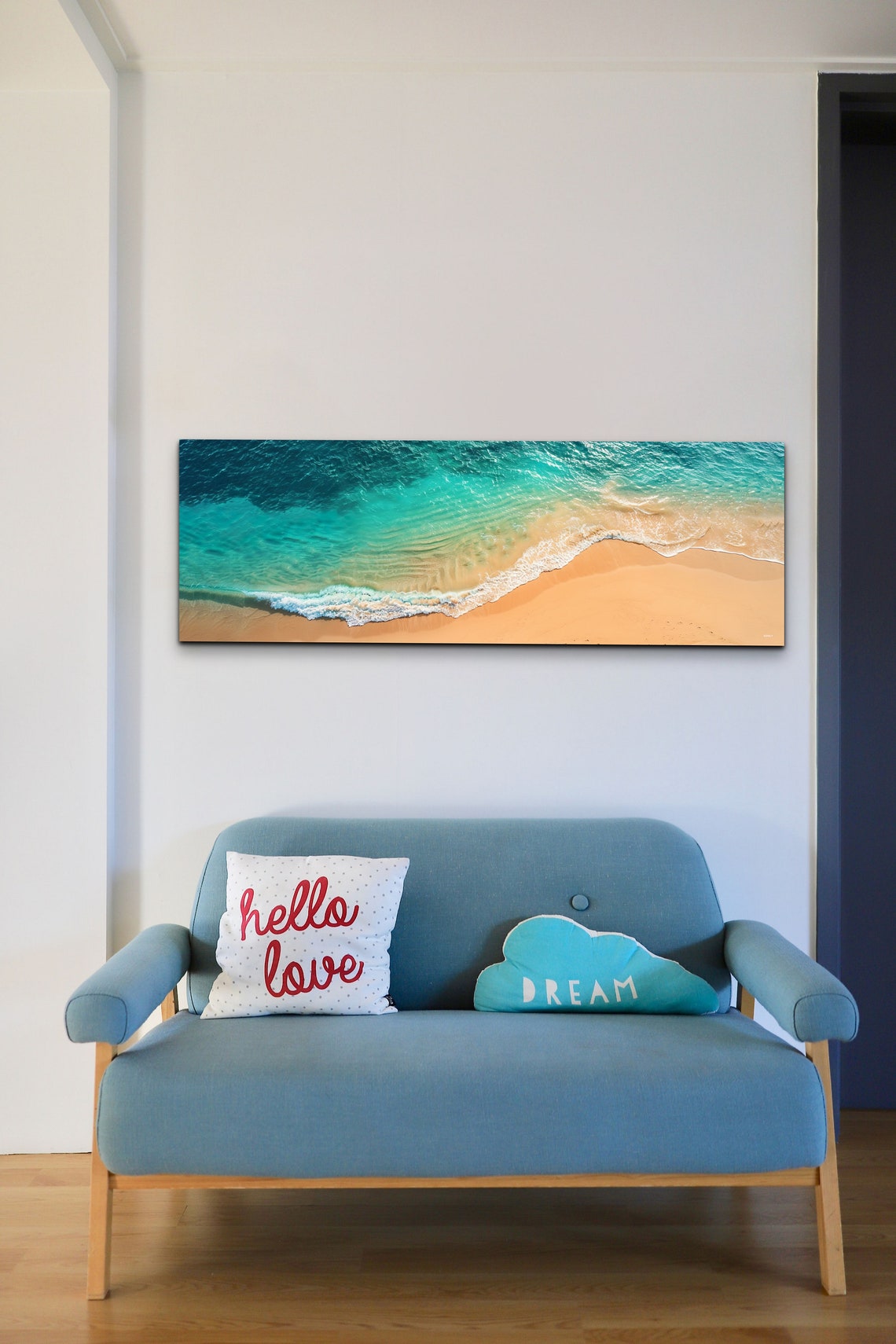 Aerial View Turquoise Ocean Wave On Sandy Beach Coastal Poster - Image 4