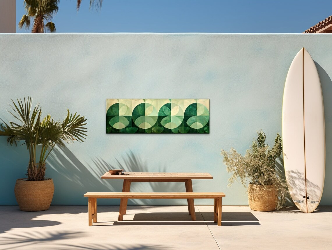 Panoramic Mid-Century Modern Boho Geometric Art Print - Image 7