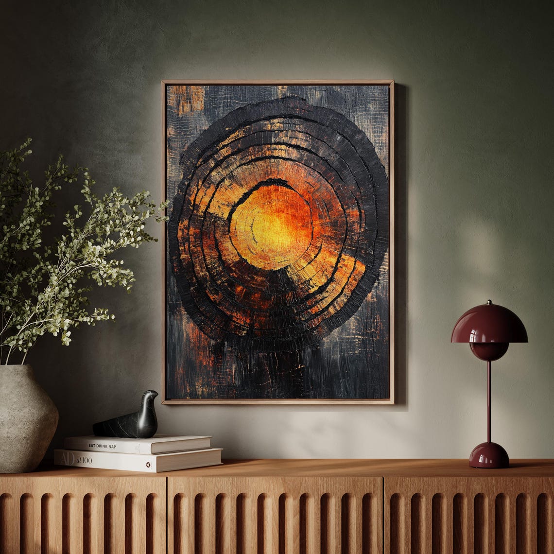 Black Bark Ember Core Abstract Tree Ring Dramatic Art Poster - Image 4