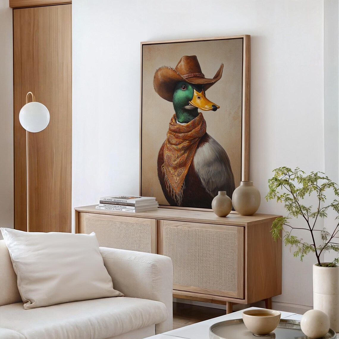 Mallard Duck Cowboy Hat Green Room Western Bird Portrait Poster - Image 4