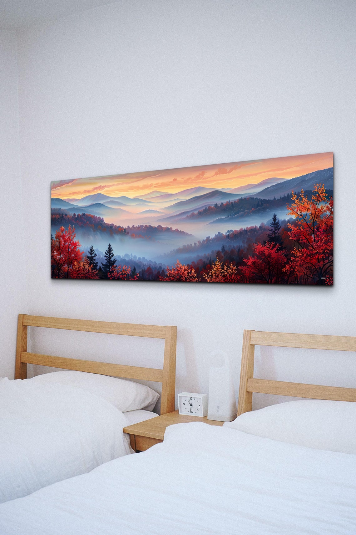 Foggy Mountain Valley Misty Fall Foliage Panoramic Landscape Wall Art - Image 6