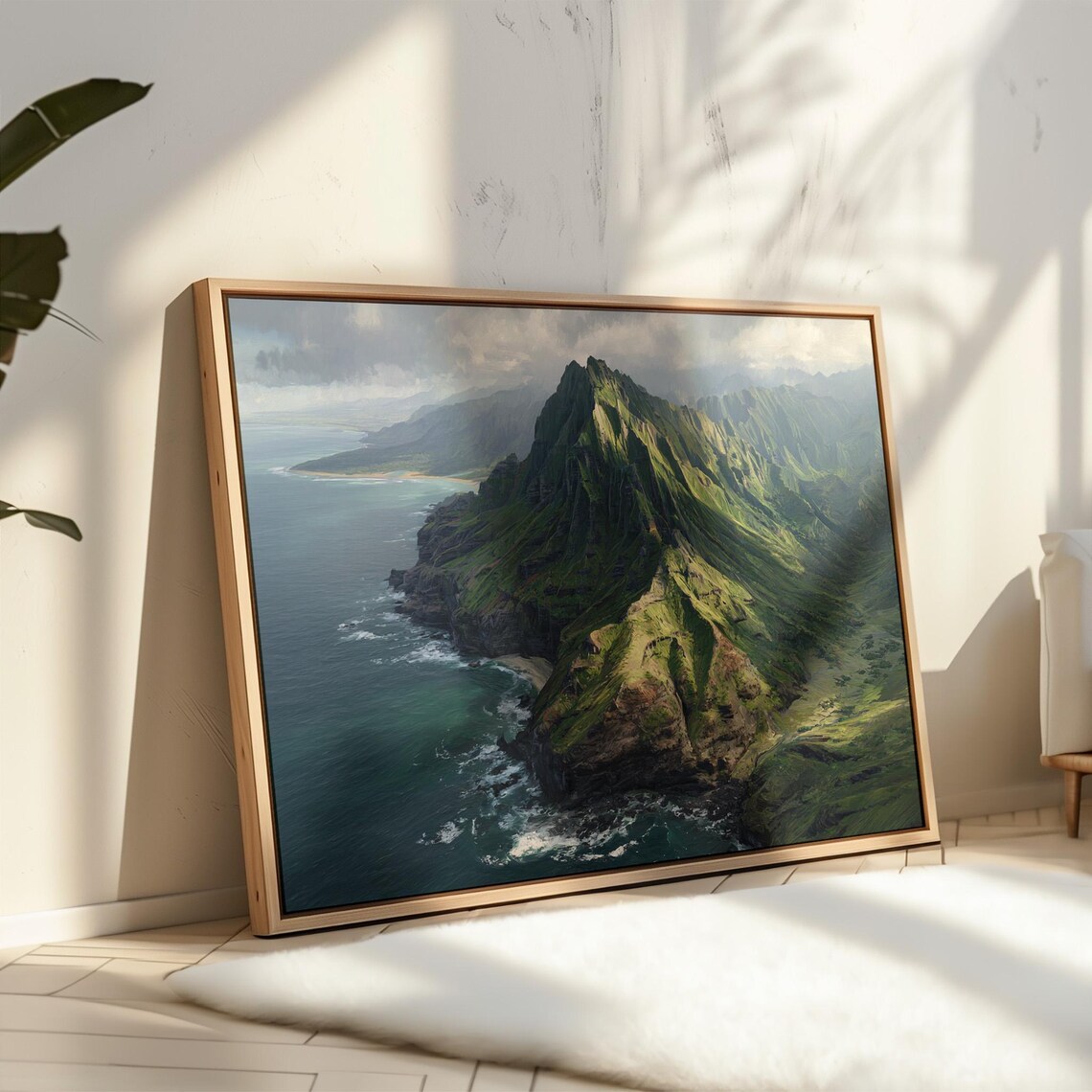 Tropical Coastal Mountain Art Print, Scenic Landscape
