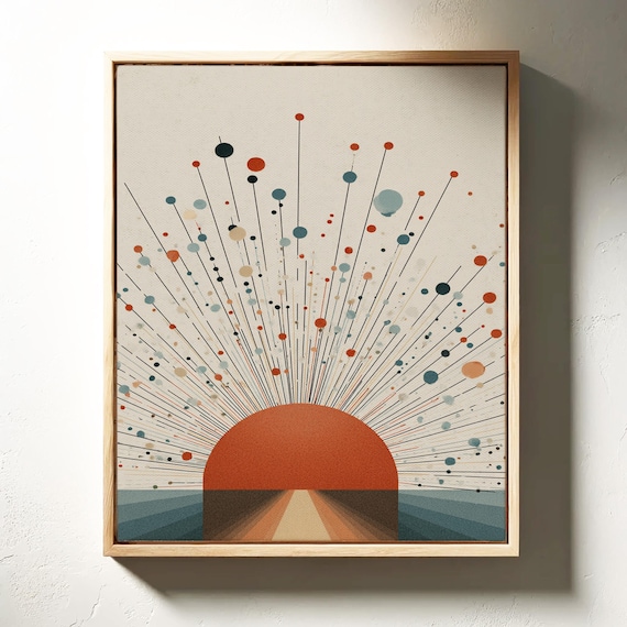 Retro Sunrise Abstract Mid-Century Art Print