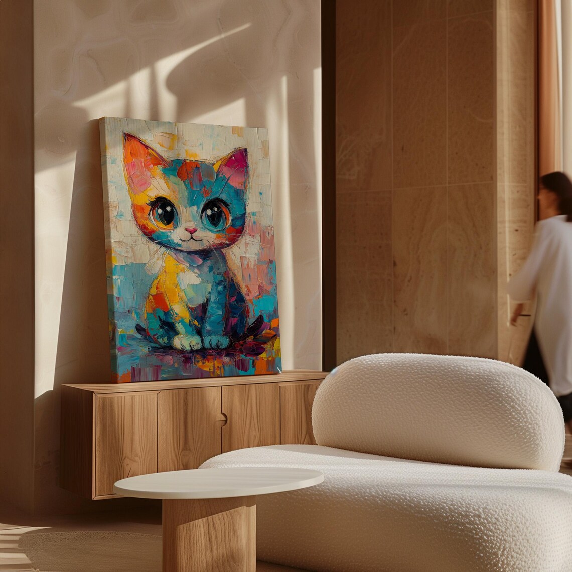 Colorful Abstract Kitten with Big Eyes Pop Art Cat Portrait Poster - Image 6