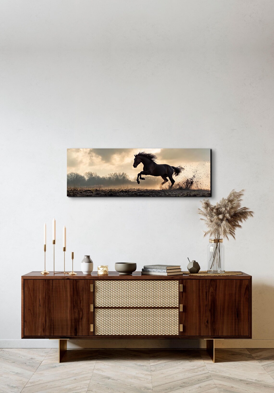 Black Stallion Rearing At Sunset Dusty Field Horse Power Poster - Image 7