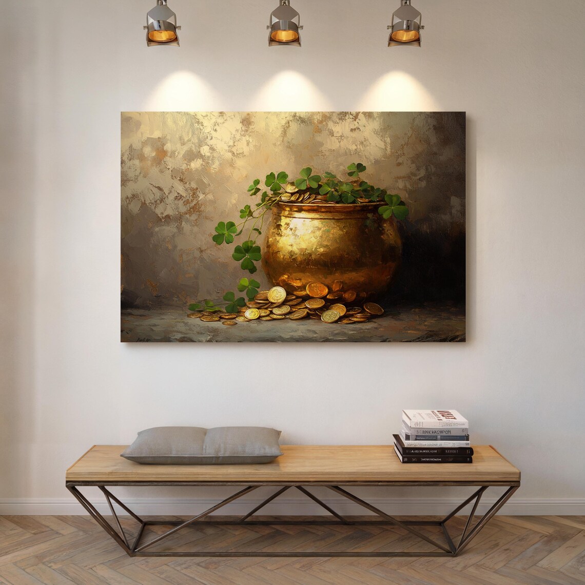 Golden Pot Of Gold And Shamrocks Art Print - Image 7