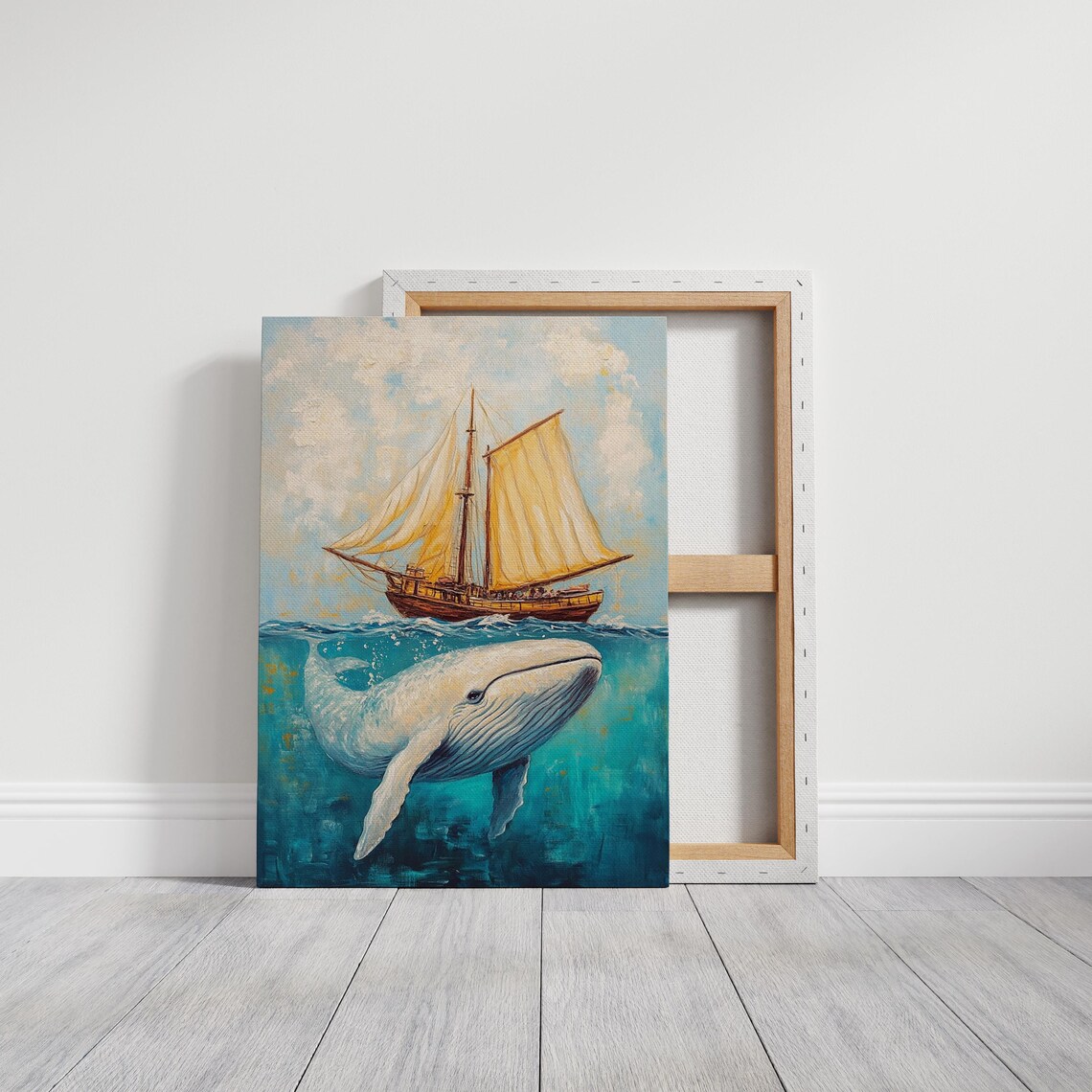 Majestic Whale And Sailboat Ocean Adventure Nautical Art - Image 6