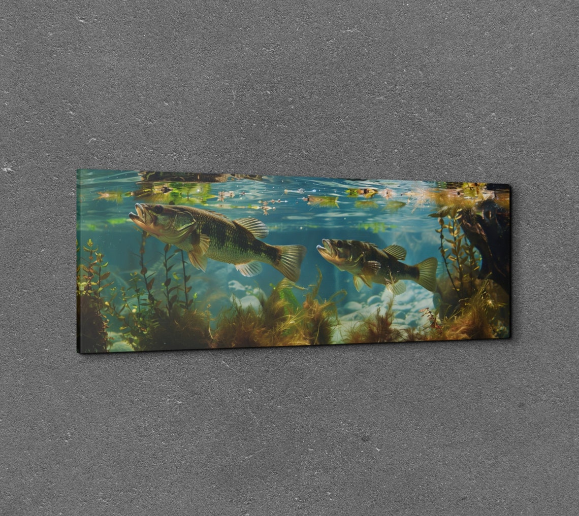Largemouth Bass Underwater Lake Habitat Panoramic Fish Poster - Image 7