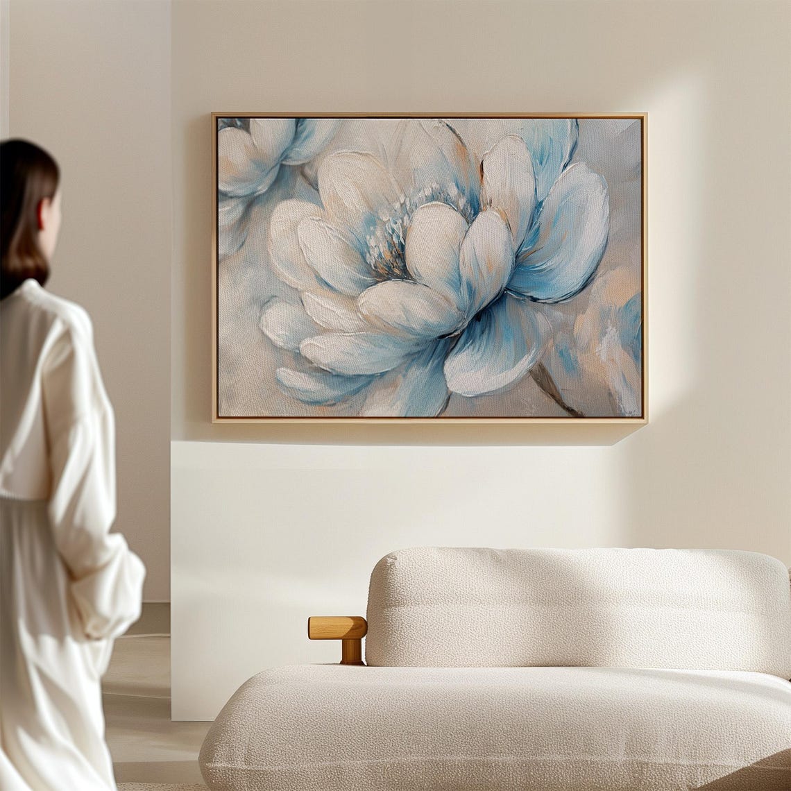 Blue And White Floral Textured Wall Art - Image 6