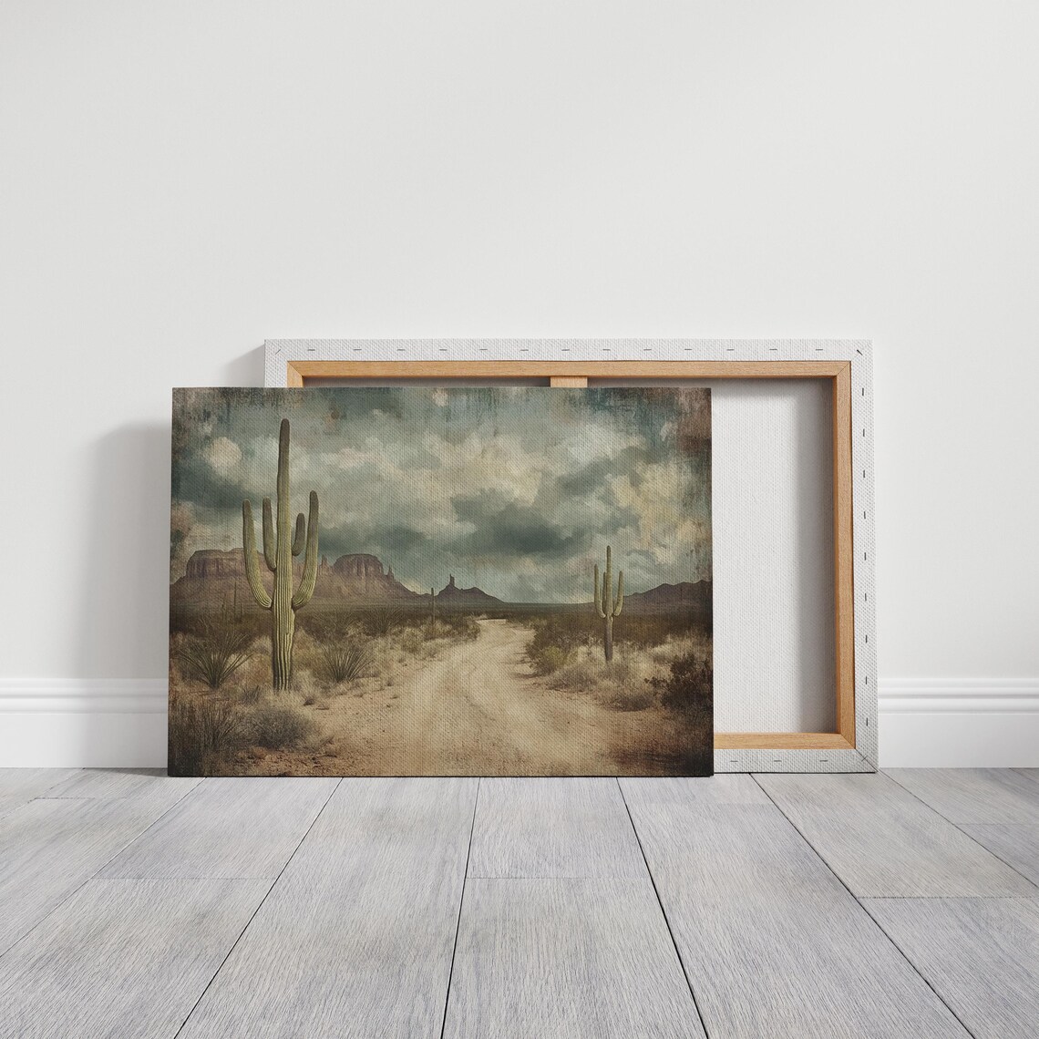 Desert Road With Cactus, Rustic Southwest Landscape - Image 5