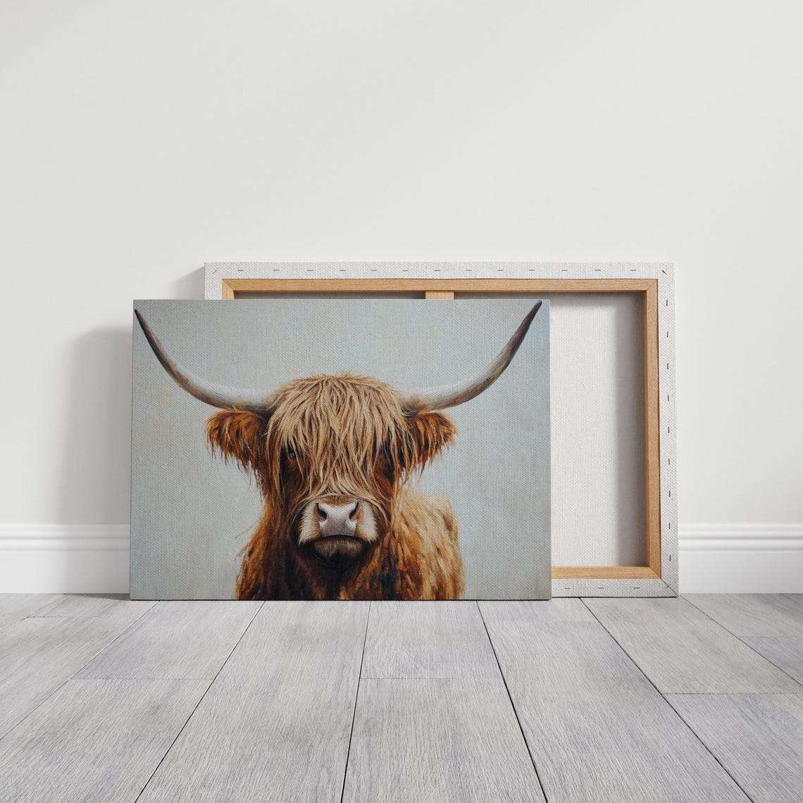 Highland Cow Wall Art Rustic Farmhouse Animal Decor Brown Highland Bull Painting Cozy Country Style Wall Art For Living Room - Image 7