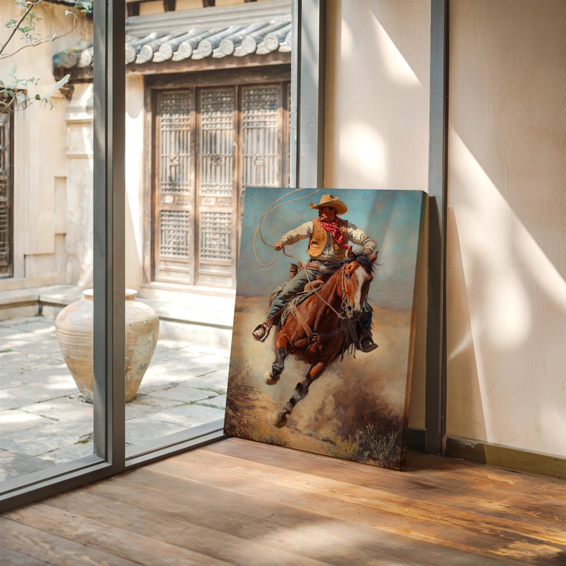 Cowboy Swinging a Lasso from a Galloping Horse Western Poster - Image 5