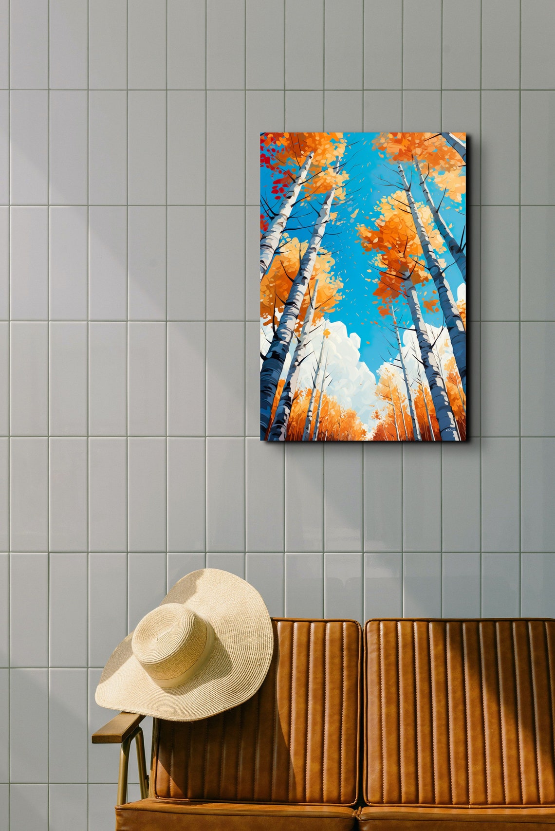 Golden Autumn Birch Trees Reaching Toward a Bright Blue Sky Poster - Image 4