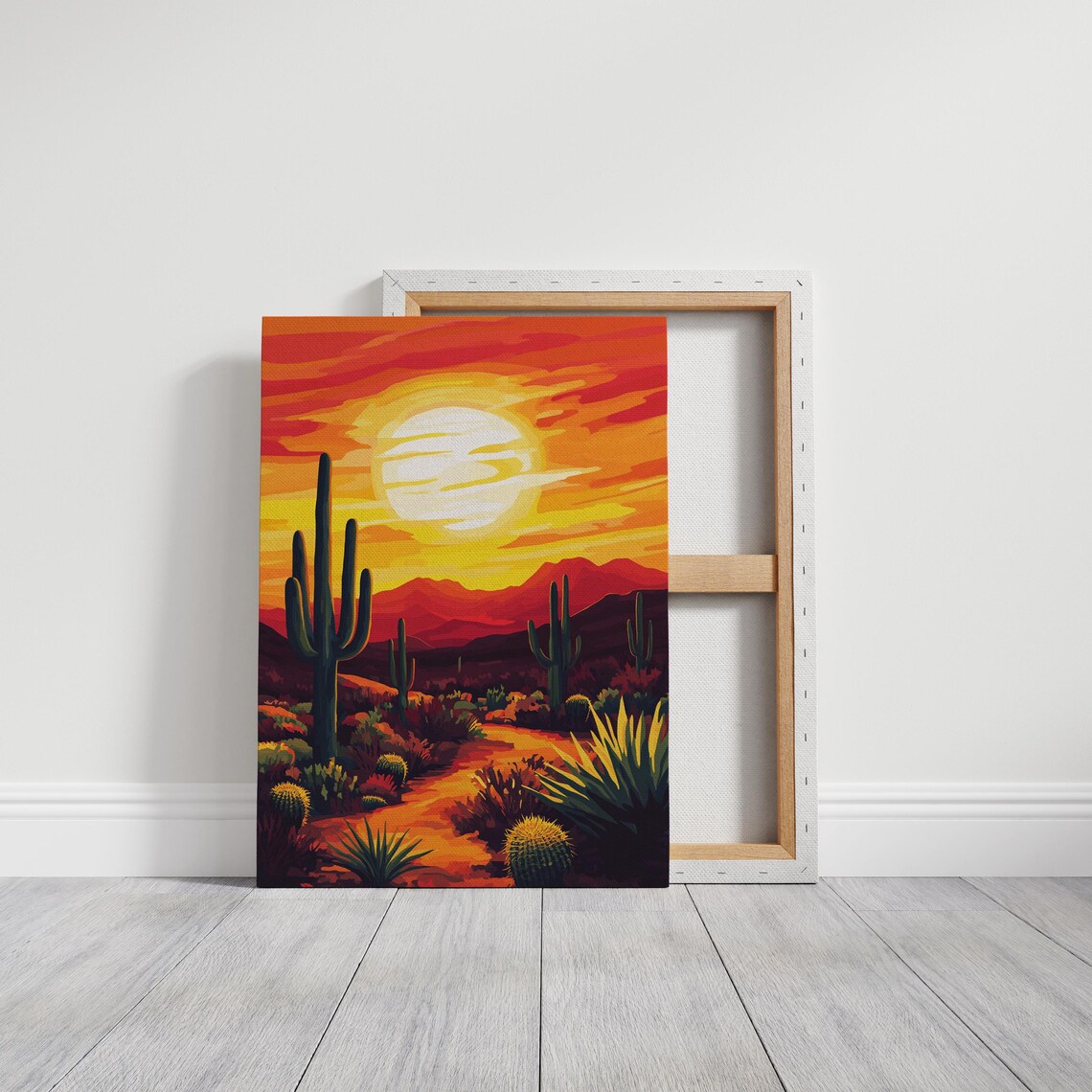 Desert Sunset Cactus Southwestern Landscape Art Print - Image 5