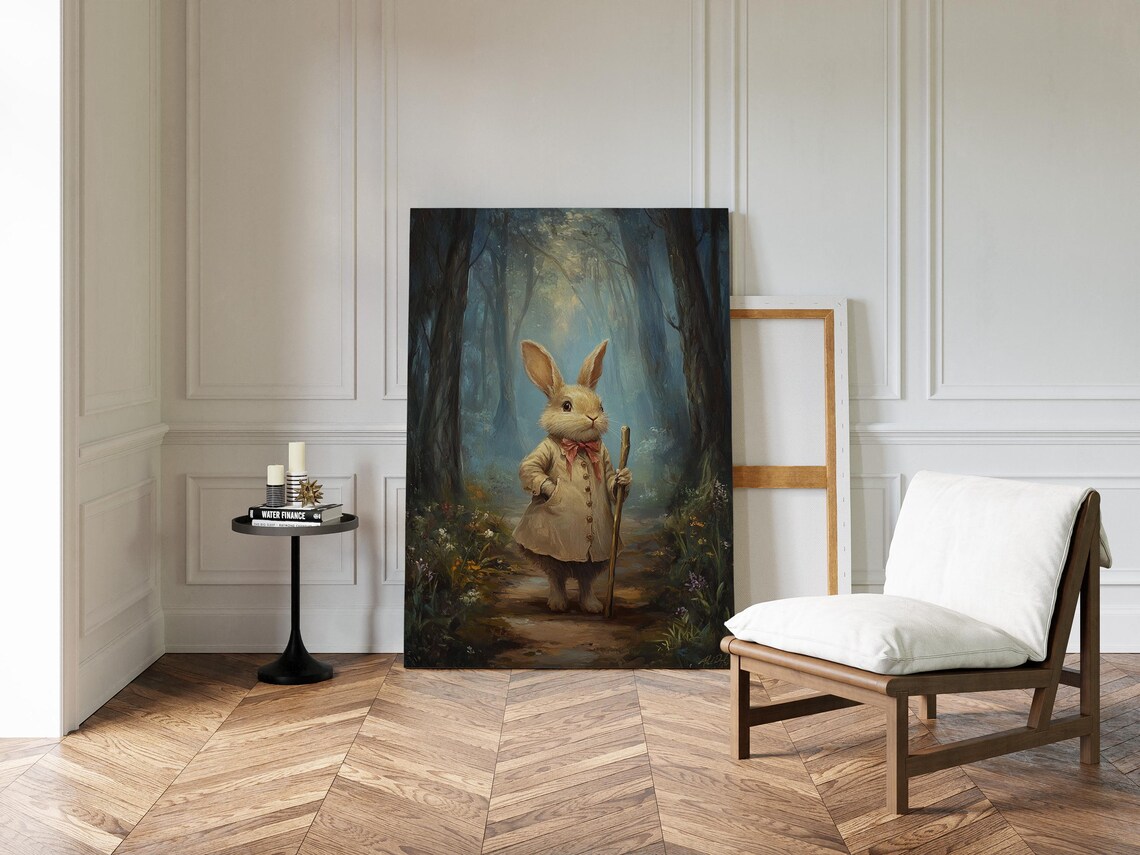 Whimsical Woodland Bunny Rabbit, Forest Path Decor - Image 3