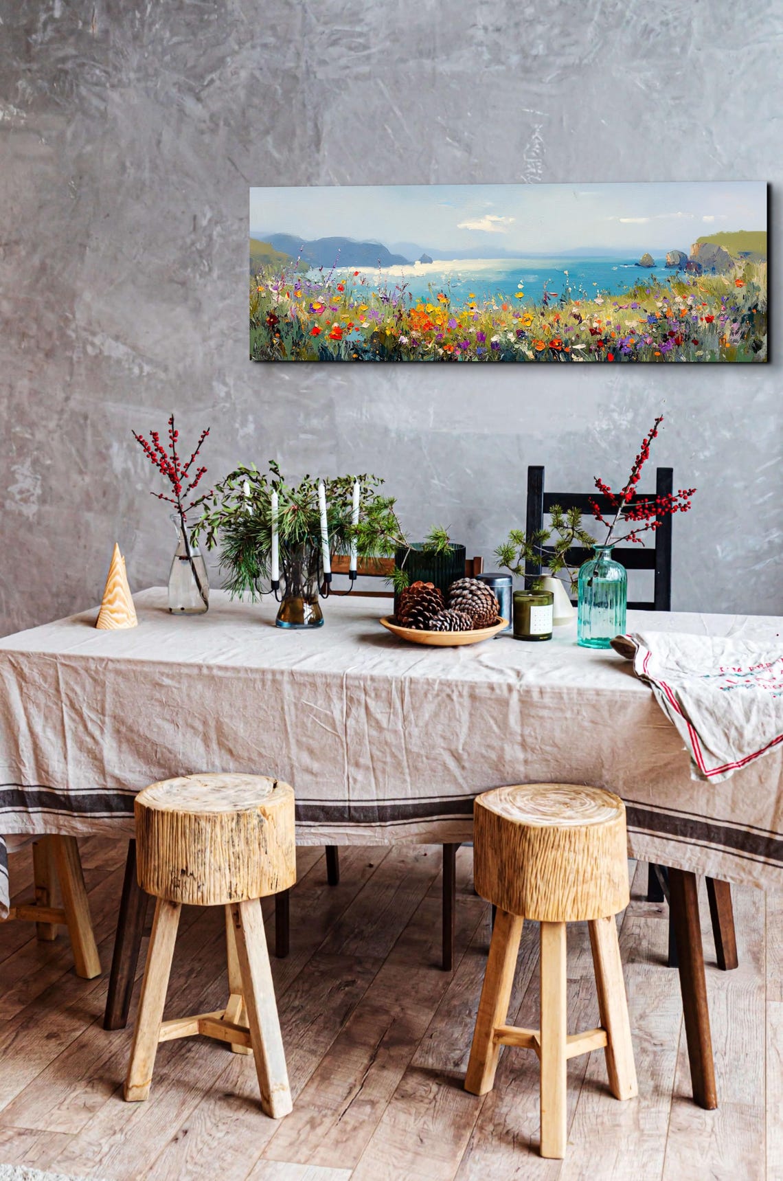 Wildflower Coast Turquoise Ocean Hills Panoramic Landscape Poster - Image 7