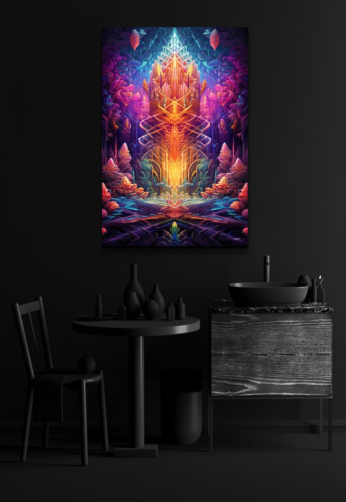 Psychedelic Crystal Temple Abstract Colorful Visionary Art Poster - Image 4