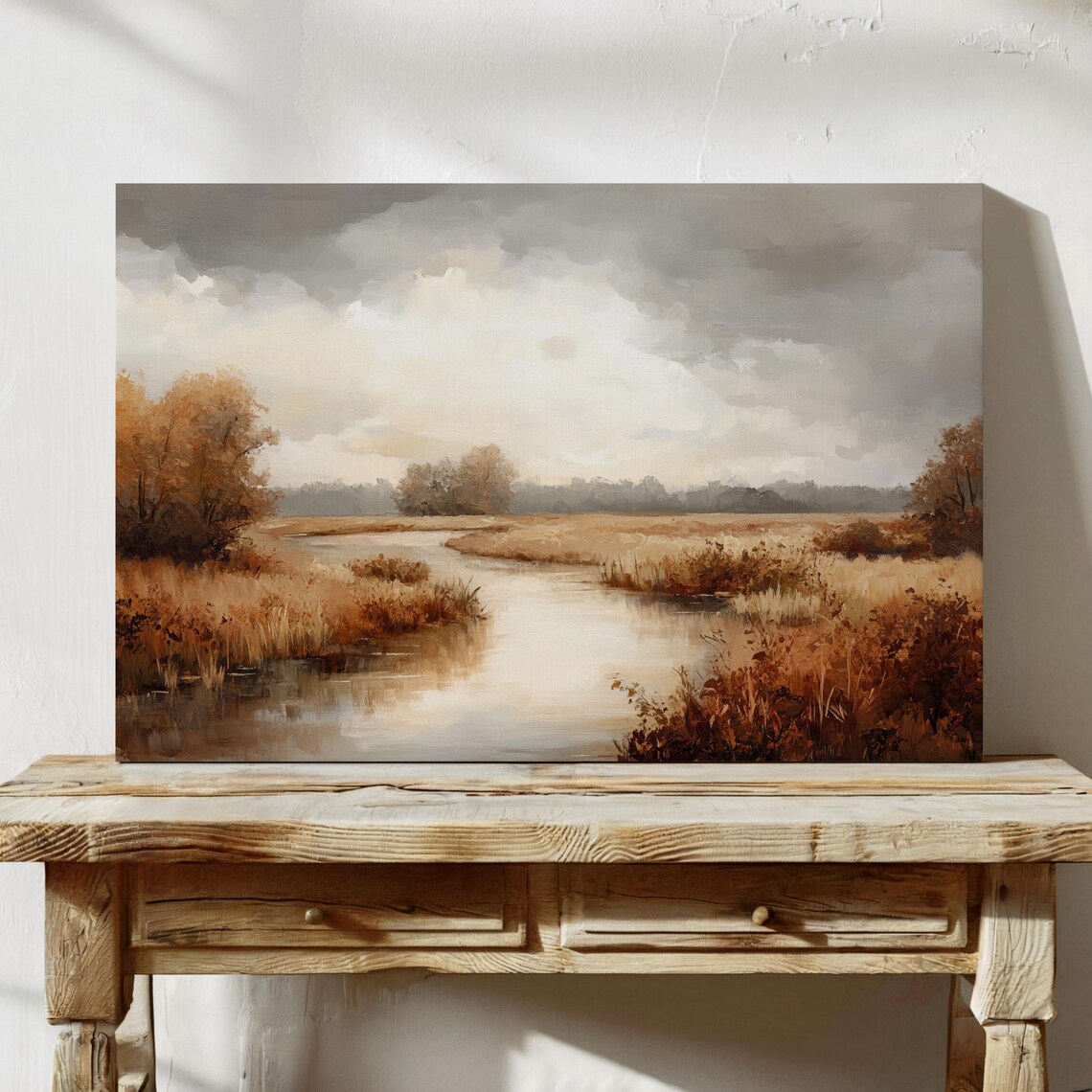Rustic Autumn River Landscape, Cozy Nature Scene - Image 5