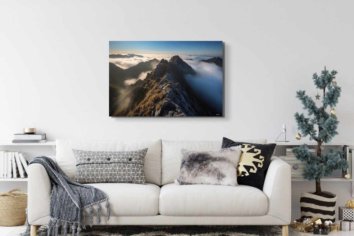 Mountain Ridge Above Clouds Sunrise Photography Landscape Poster - Image 5
