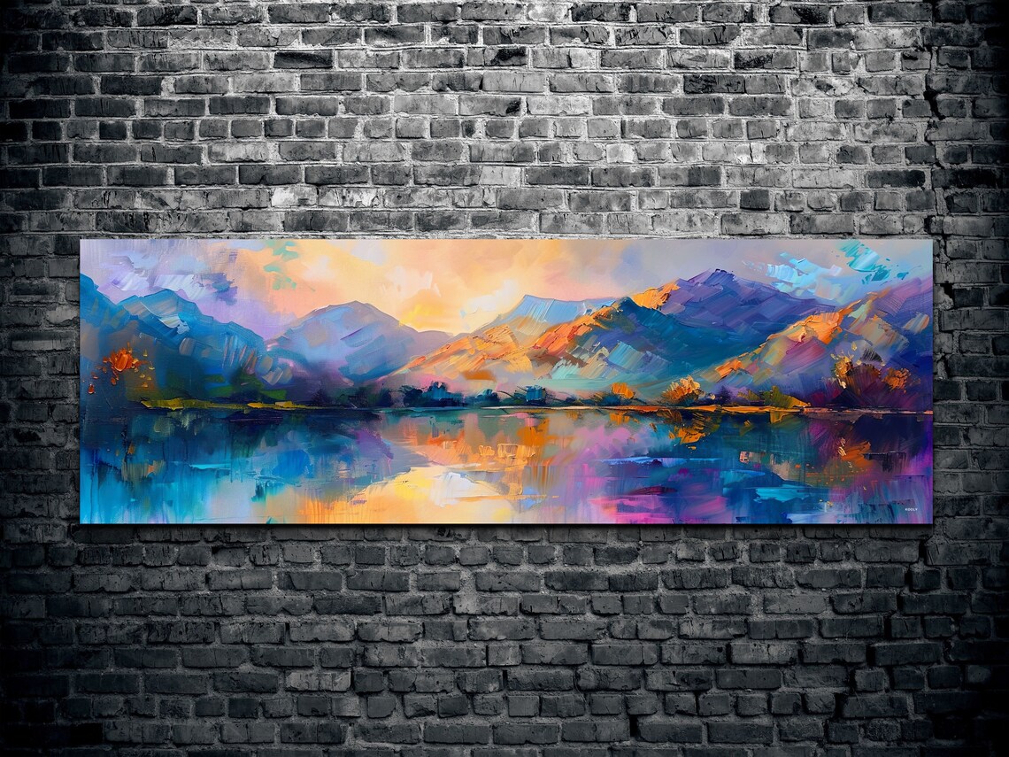 Panoramic Mid Century Modern Mountain Wall Art - Image 4