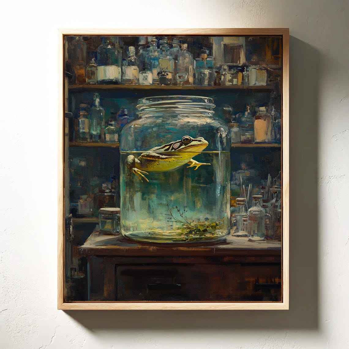 Frog In Glass Apothecary Jar Vintage Scientific Curiosity Wall Art - Image 4
