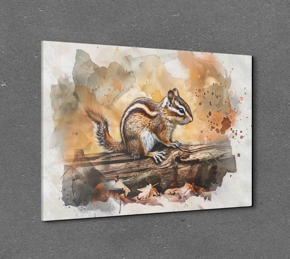 Watercolor Chipmunk Wildlife Illustration Cozy Nature Poster - Image 3