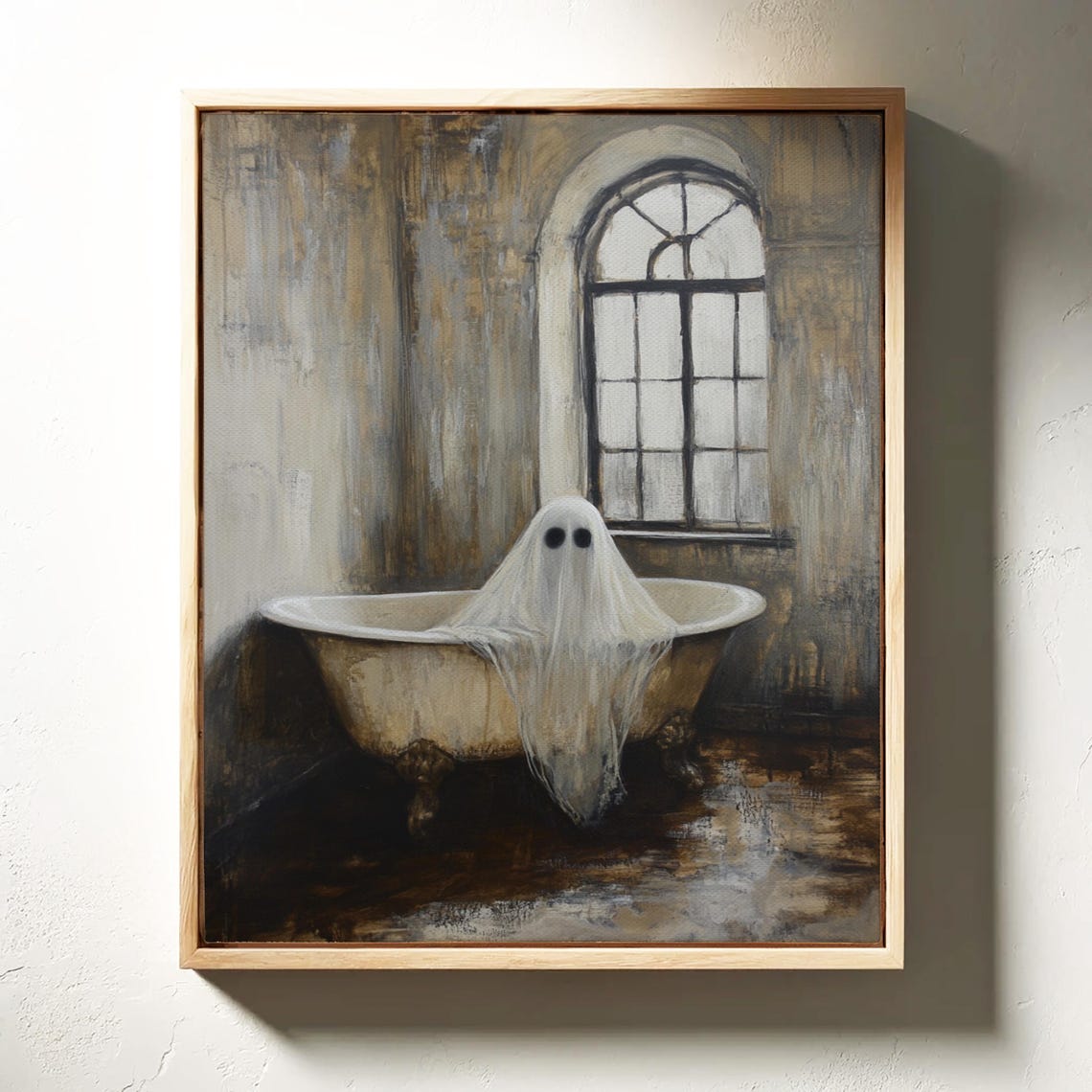 Vintage Ghost In Bathtub Rustic Halloween Whimsical Art Poster - Image 7