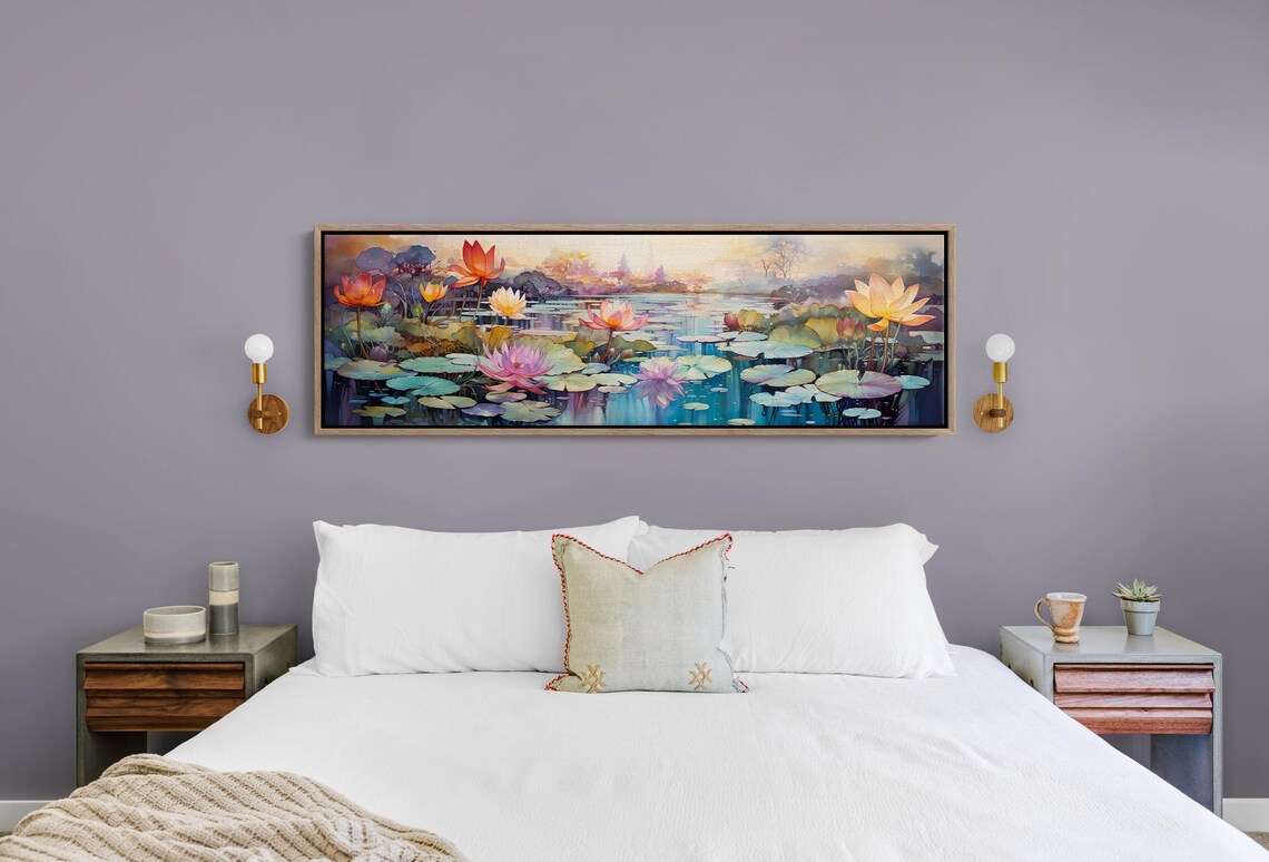 Panoramic Lilly Pond With Colorful Flowers Art Print - Image 5