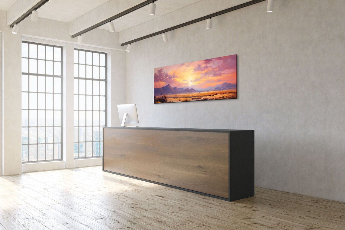 Panoramic Desert Sunset Over Purple Mountains Valley View Poster - Image 6