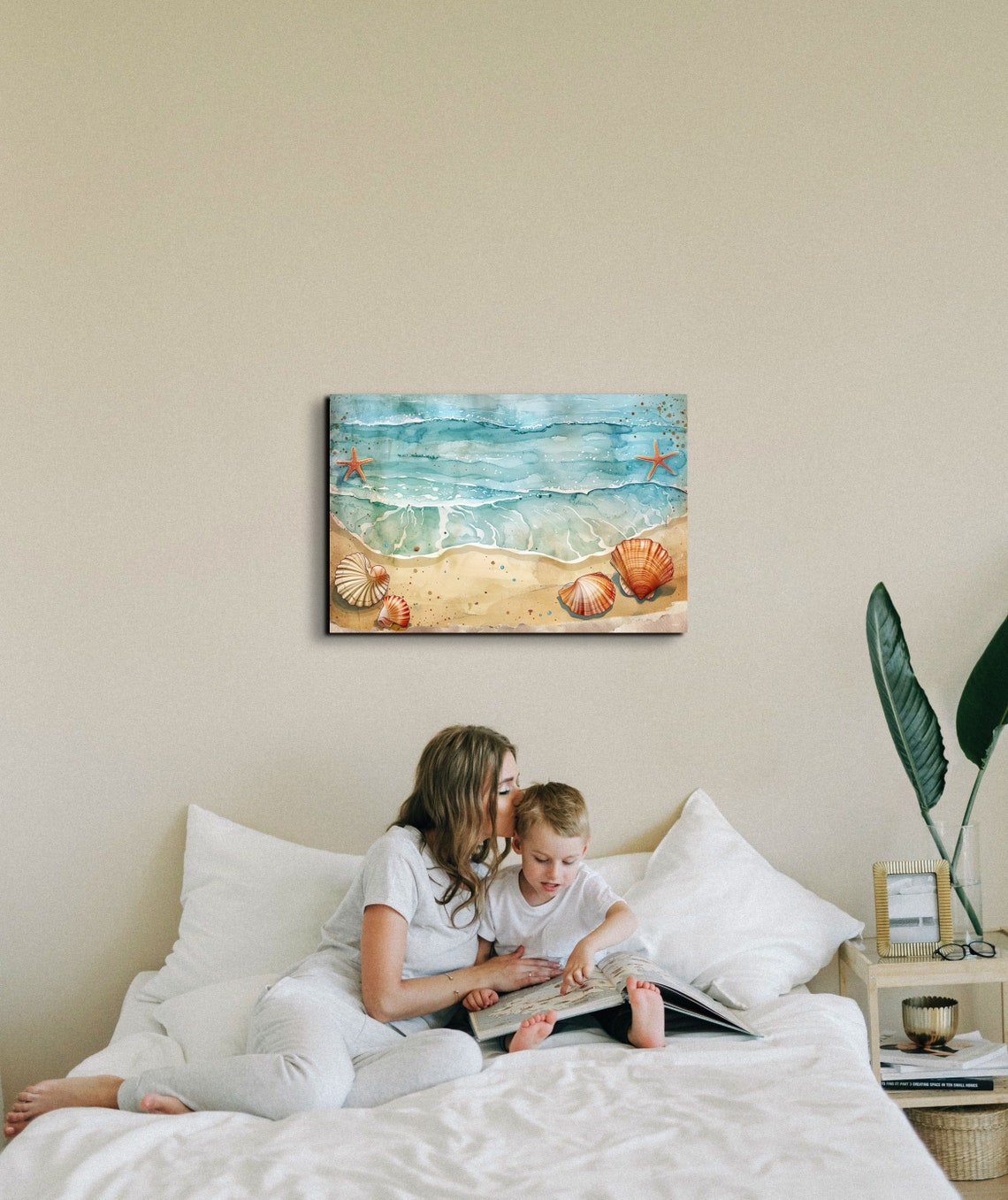 Beach Watercolor Scene With Seashells And Starfish Coastal Poster - Image 4