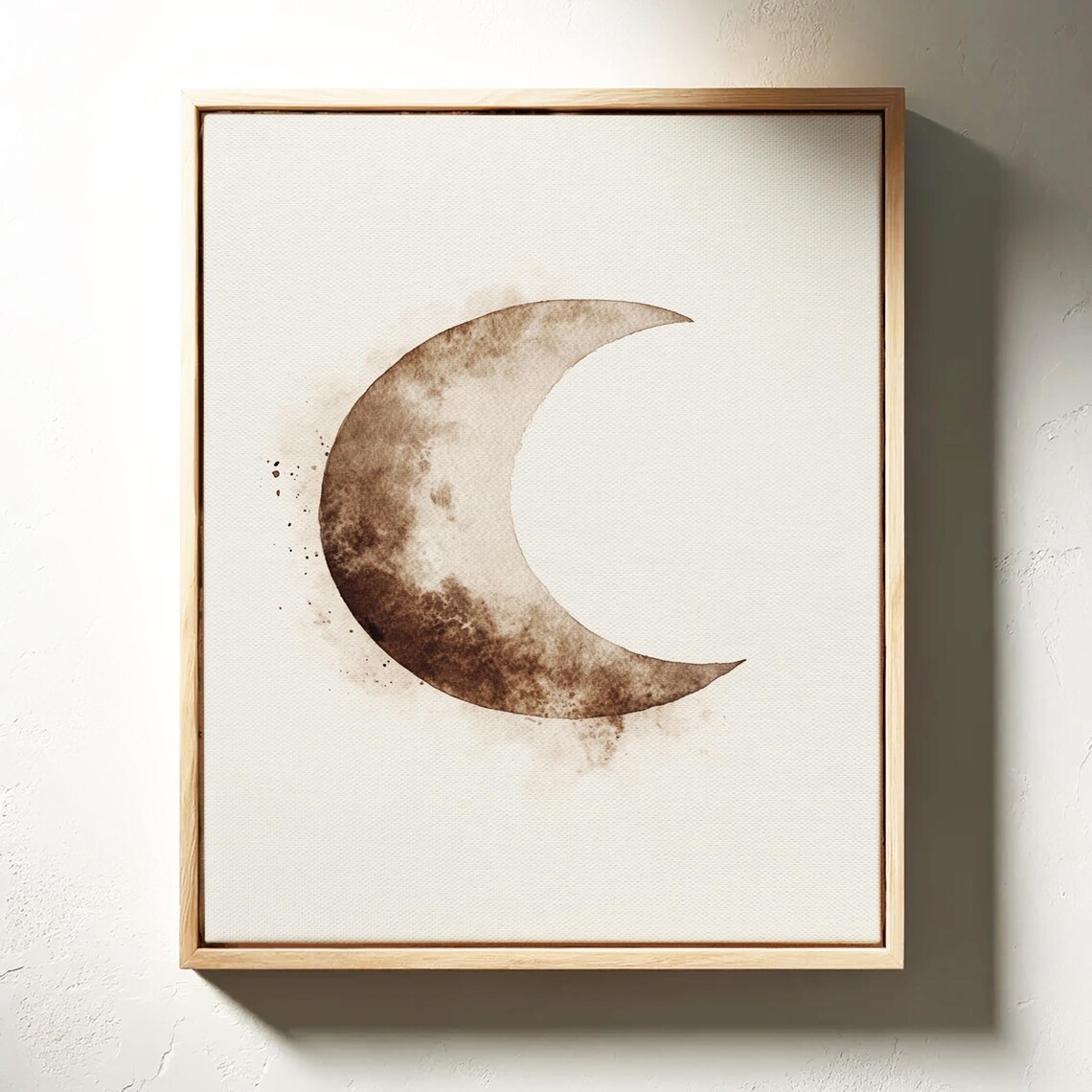 Minimalist Brown Crescent Moon Watercolor Celestial Wall Art - Image 3