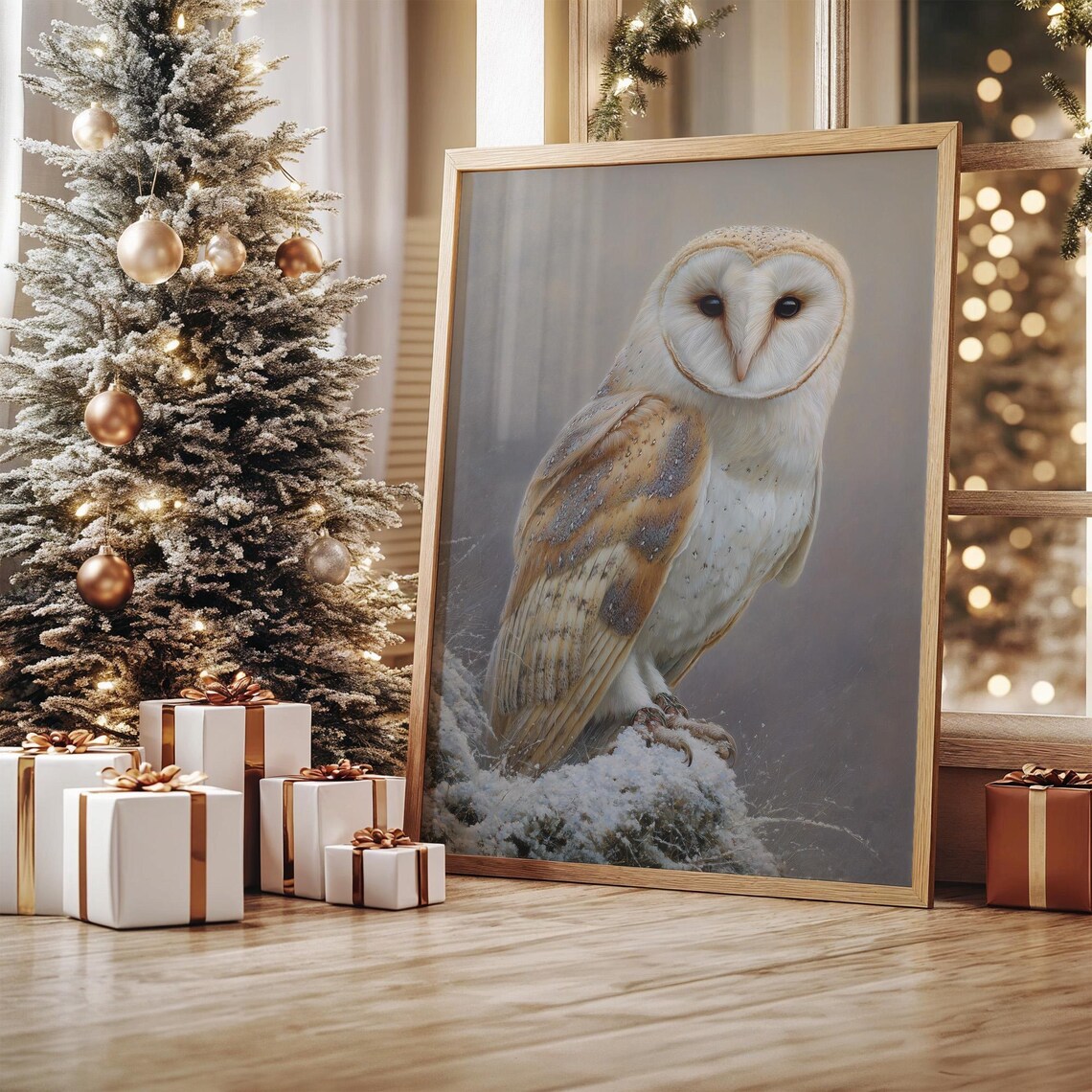 Majestic Barn Owl Perched In Winter Silence Art Print