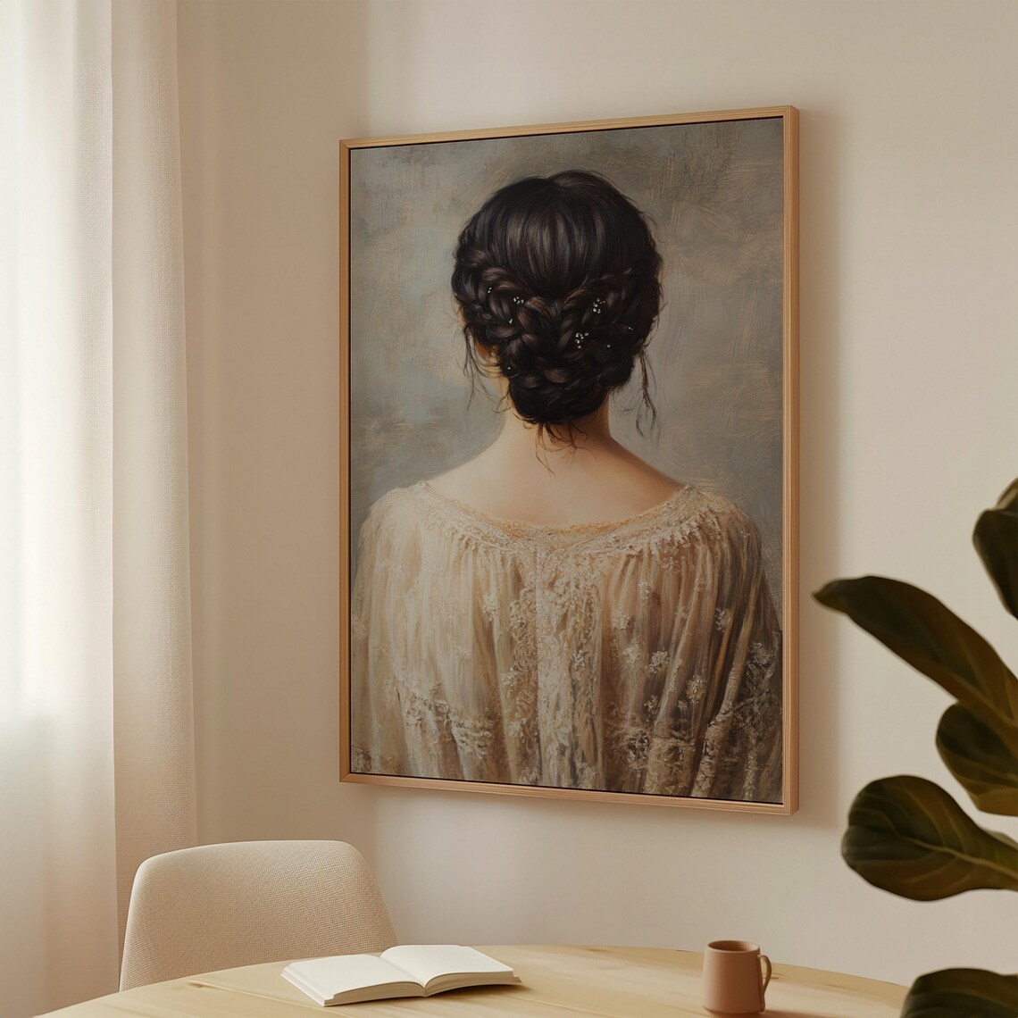 Elegant Braided Hair Updo Back View Romantic Vintage Portrait Poster - Image 2