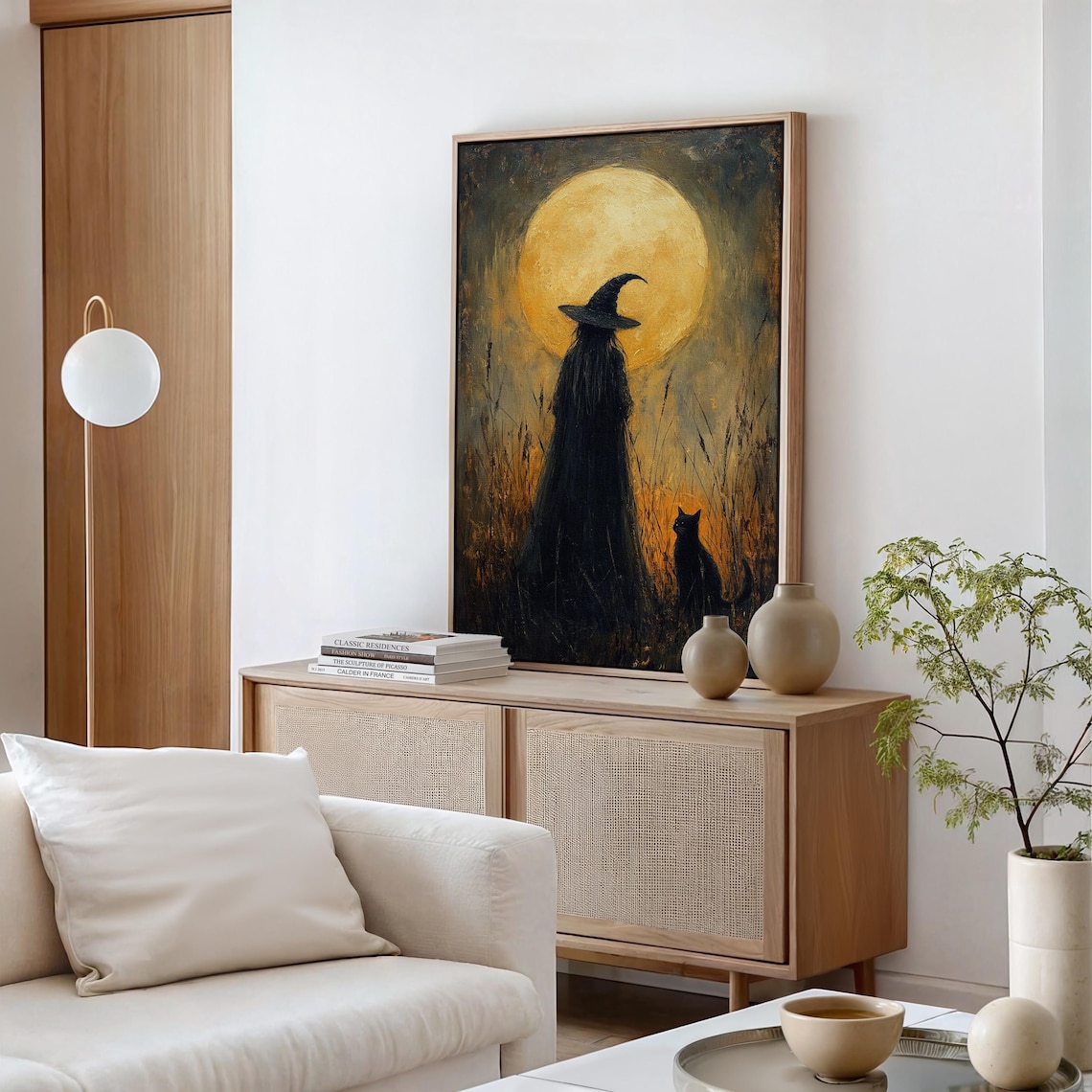Full Moon Witch And Black Cat, Halloween Art Print - Image 5